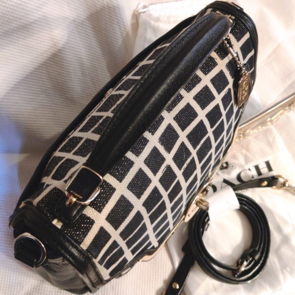 Coach Madison Sadie Top Handle or Crossbody in Black/Cream EUC + NWT Gold Chain - Picture 7 of 16